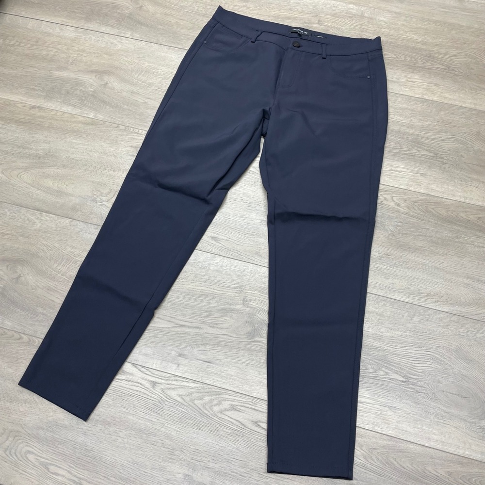 Lafayette 148 Mercer Pants Women 10 Navy Blue Slim Fit Stretch Trousers